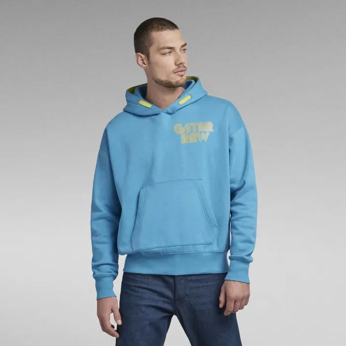 Sweatshirts and Hoodies Men GStar RAW Unisex Disco Chest Hoodie Light Onymia Blue