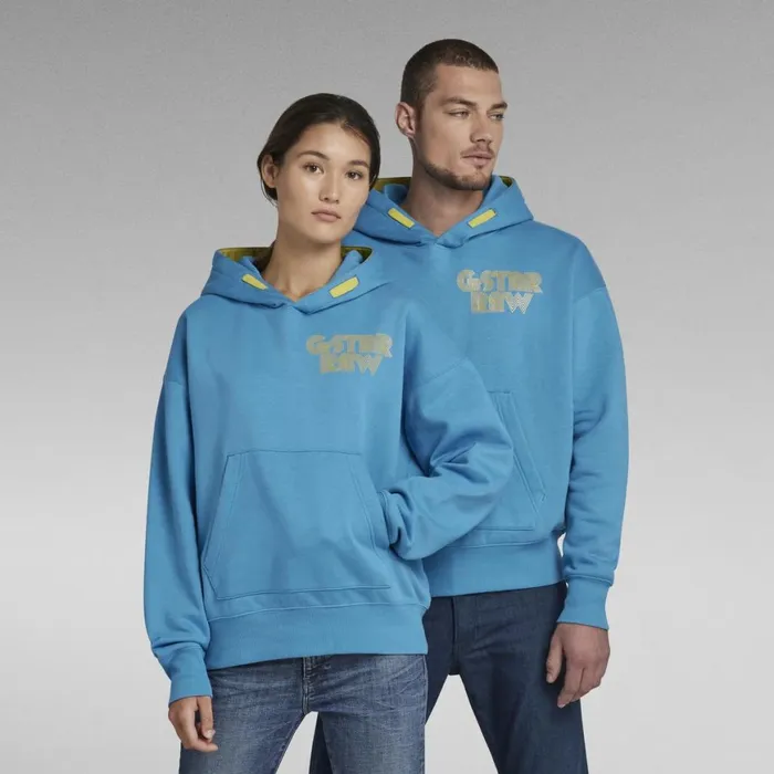 Sweatshirts and Hoodies Men GStar RAW Unisex Disco Chest Hoodie Light Onymia Blue