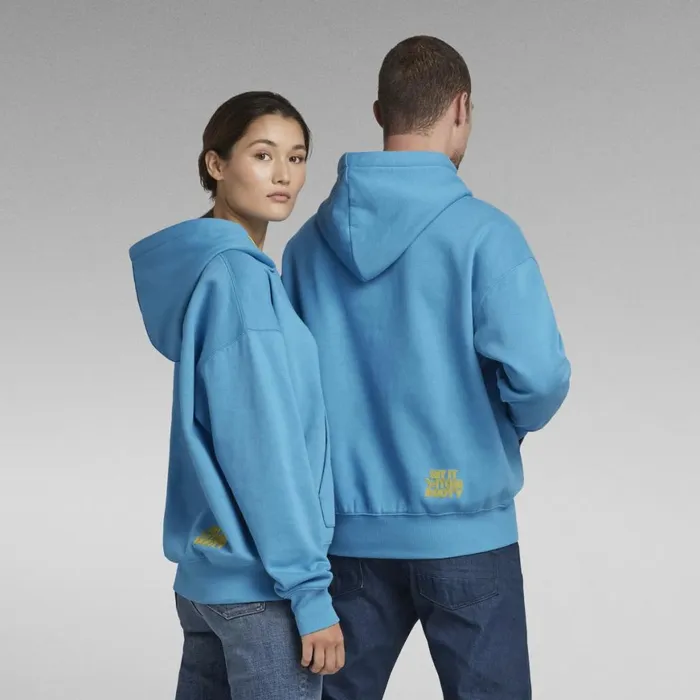 Sweatshirts and Hoodies Men GStar RAW Unisex Disco Chest Hoodie Light Onymia Blue