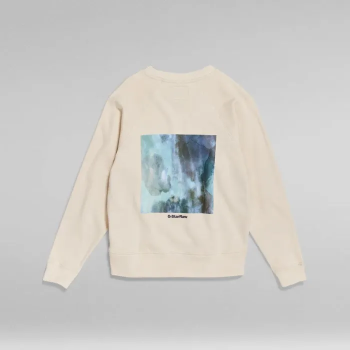 Sweatshirts and Hoodies Women GStar RAW Back Photo Print Sweater Ecru