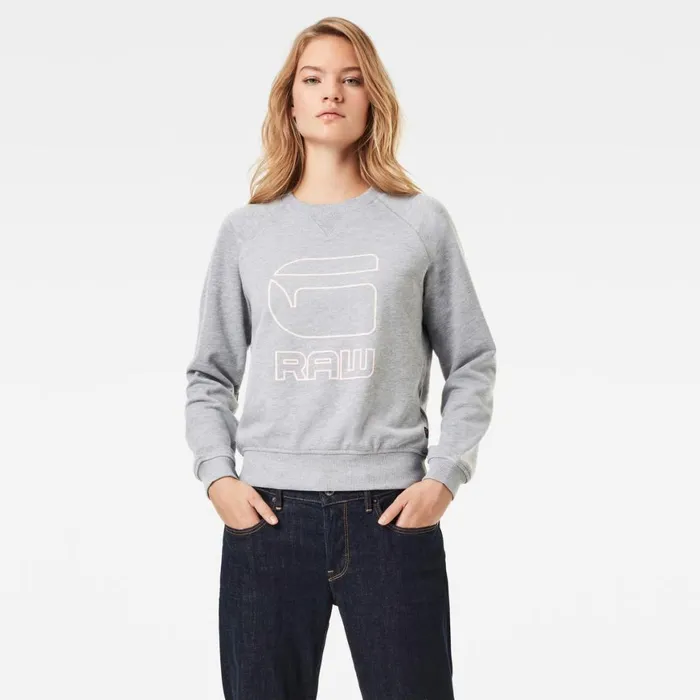 Sweatshirts and Hoodies Women GStar RAW Graphic Graw Straight Sweater Grey Heather Sweatshirts and Hoodies Women GStar RAW Graphic Graw Straight Sweater Grey Heather