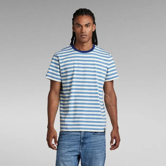 TShirts and Polos Men GStar RAW Essential Stripe Loose TShirt Milkdeep Wave Stripe TShirts and Polos Men GStar RAW Essential Stripe Loose TShirt Milkdeep Wave Stripe