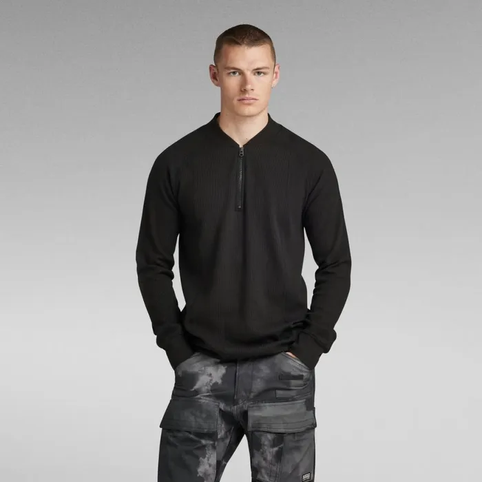 TShirts and Polos Men GStar RAW Jirgi Slim Half Zip Tweeter Dark Black