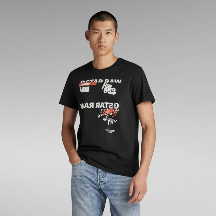 TShirts and Polos Men GStar RAW Mirror Graphic TShirt Dark Black