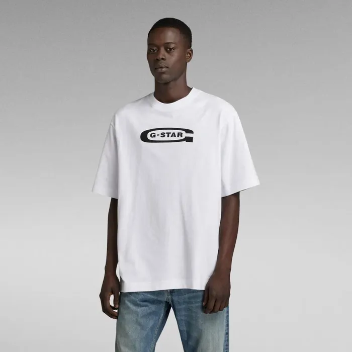 TShirts and Polos Men GStar RAW Old School Logo Boxy TShirt White