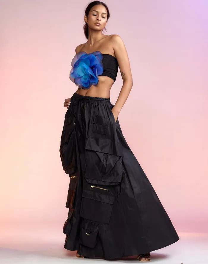 Taffeta Cargo Skirt 8211 Black Women Cynthia Rowley Bottoms
