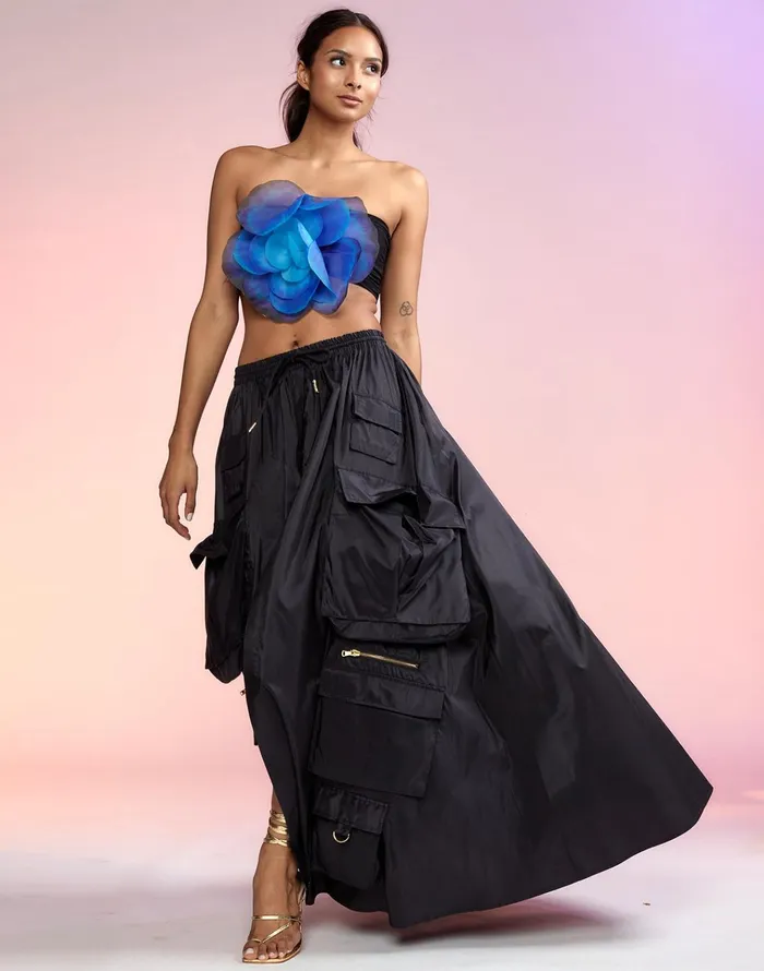 Taffeta Cargo Skirt 8211 Black Women Cynthia Rowley Bottoms