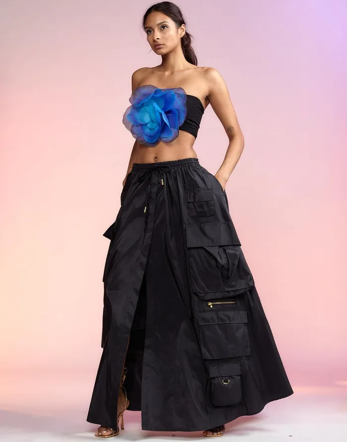 Taffeta Cargo Skirt 8211 Black Women Cynthia Rowley Bottoms