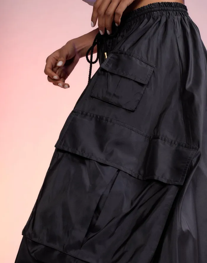 Taffeta Cargo Skirt 8211 Black Women Cynthia Rowley Bottoms