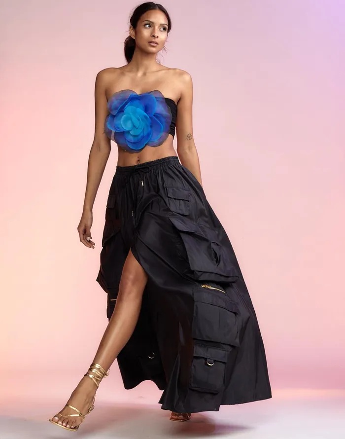 Taffeta Cargo Skirt 8211 Black Women Cynthia Rowley Bottoms