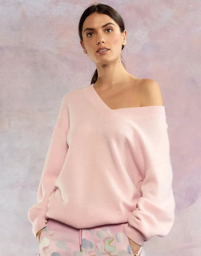 Talia VNeck Sweater 8211 Pink Women Cynthia Rowley Tops