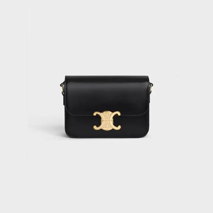 Teen Triomphe Bag In Shiny Calfskin Black Women CELINE TRIOMPHE