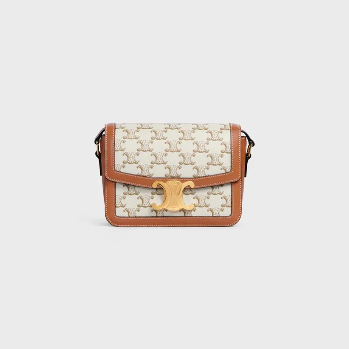 Teen Triomphe Bag In Triomphe Canvas And Calfskin White Women CELINE TRIOMPHE CANVAS Teen Triomphe Bag In Triomphe Canvas And Calfskin White Women CELINE TRIOMPHE CANVAS