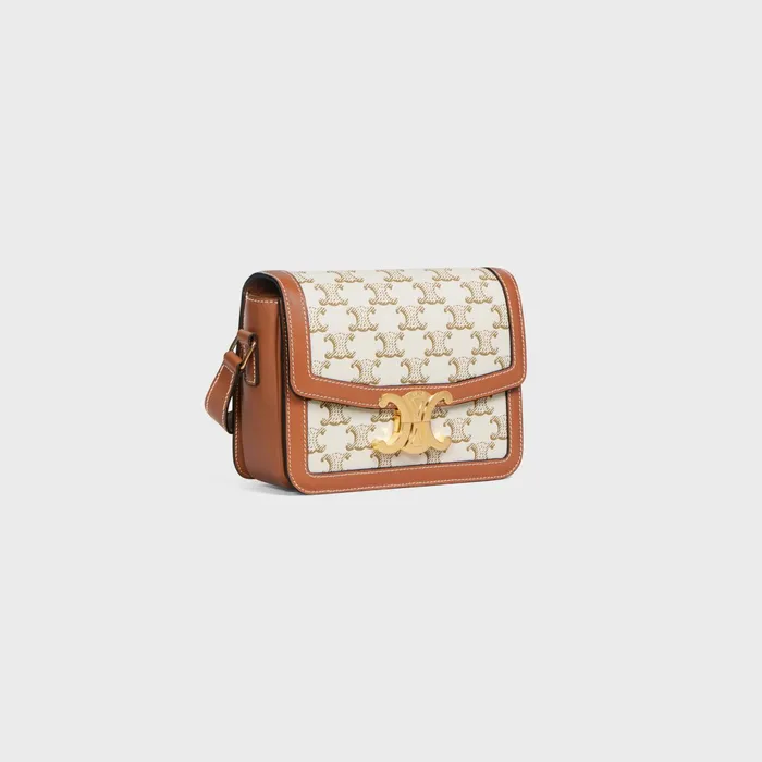 Teen Triomphe Bag In Triomphe Canvas And Calfskin White Women CELINE TRIOMPHE CANVAS Teen Triomphe Bag In Triomphe Canvas And Calfskin White Women CELINE TRIOMPHE CANVAS