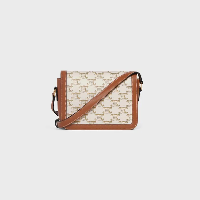 Teen Triomphe Bag In Triomphe Canvas And Calfskin White Women CELINE TRIOMPHE CANVAS Teen Triomphe Bag In Triomphe Canvas And Calfskin White Women CELINE TRIOMPHE CANVAS