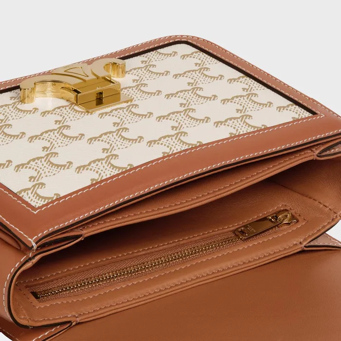 Teen Triomphe Bag In Triomphe Canvas And Calfskin White Women CELINE TRIOMPHE CANVAS Teen Triomphe Bag In Triomphe Canvas And Calfskin White Women CELINE TRIOMPHE CANVAS