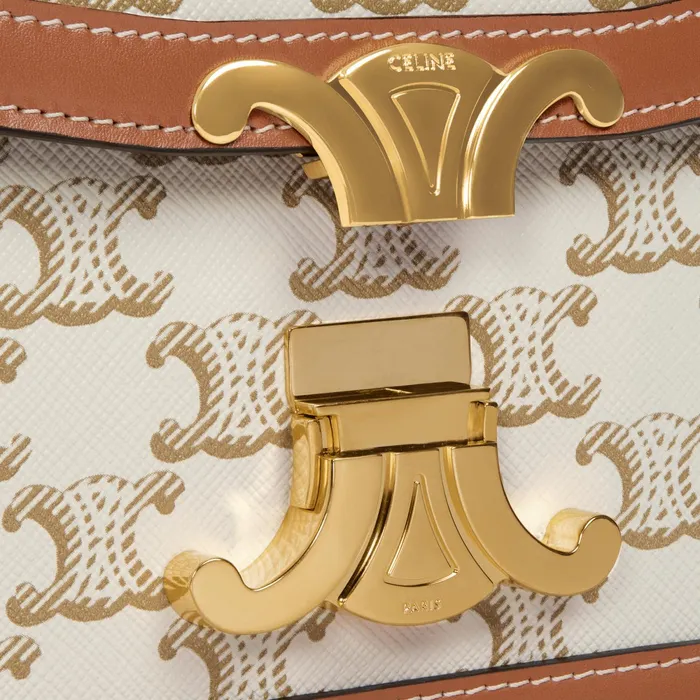 Teen Triomphe Bag In Triomphe Canvas And Calfskin White Women CELINE TRIOMPHE CANVAS Teen Triomphe Bag In Triomphe Canvas And Calfskin White Women CELINE TRIOMPHE CANVAS