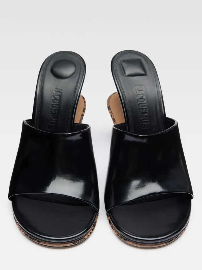 The Double Mules Black Light Brown Women JACQUEMUS Shoes The Double Mules Black Light Brown Women JACQUEMUS Shoes