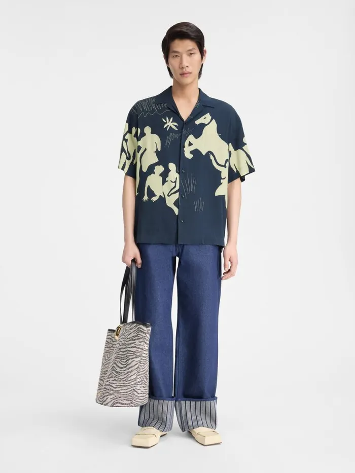 The Jean Shirt Print Horse Scene Navy Men JACQUEMUS Shirts