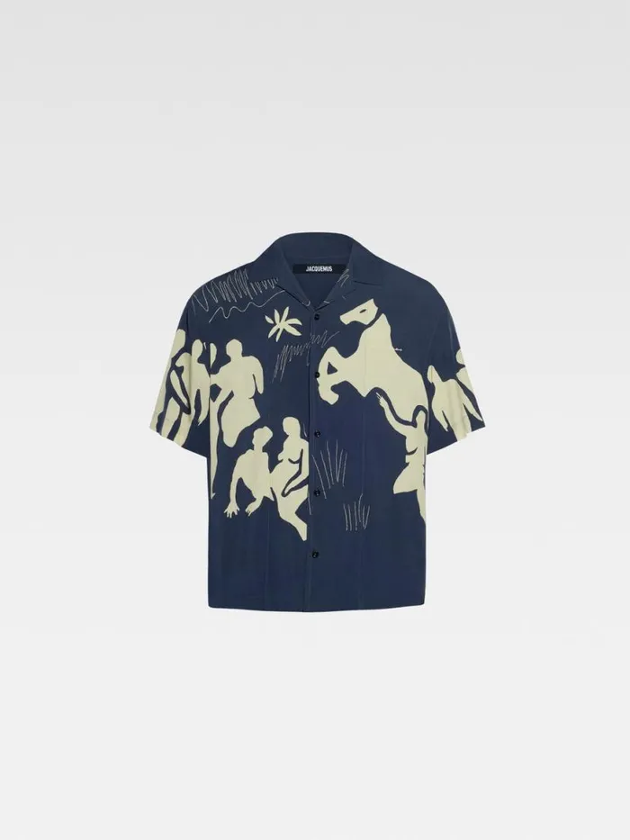 The Jean Shirt Print Horse Scene Navy Men JACQUEMUS Shirts The Jean Shirt Print Horse Scene Navy Men JACQUEMUS Shirts