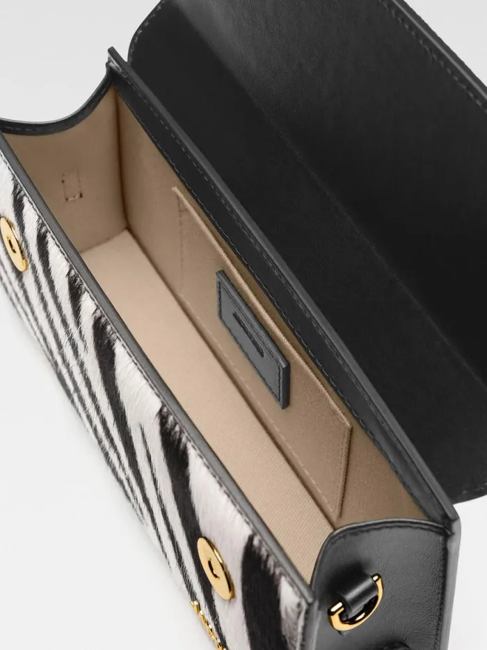 The Long Chiquito Black and White Zebra Women JACQUEMUS Crossbody and Handbags The Long Chiquito Black and White Zebra Women JACQUEMUS Crossbody and Handbags