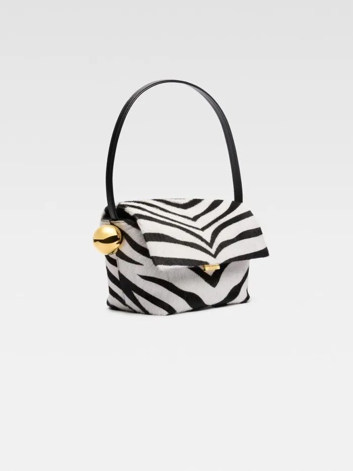 The Rond Carr Black and White Zebra Women JACQUEMUS Shoulder Bags The Rond Carr Black and White Zebra Women JACQUEMUS Shoulder Bags