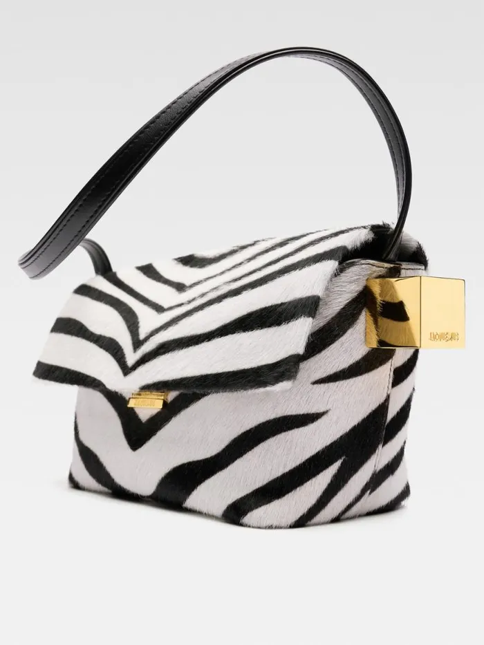 The Rond Carr Black and White Zebra Women JACQUEMUS Shoulder Bags The Rond Carr Black and White Zebra Women JACQUEMUS Shoulder Bags