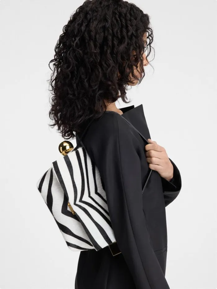The Rond Carr Black and White Zebra Women JACQUEMUS Shoulder Bags The Rond Carr Black and White Zebra Women JACQUEMUS Shoulder Bags