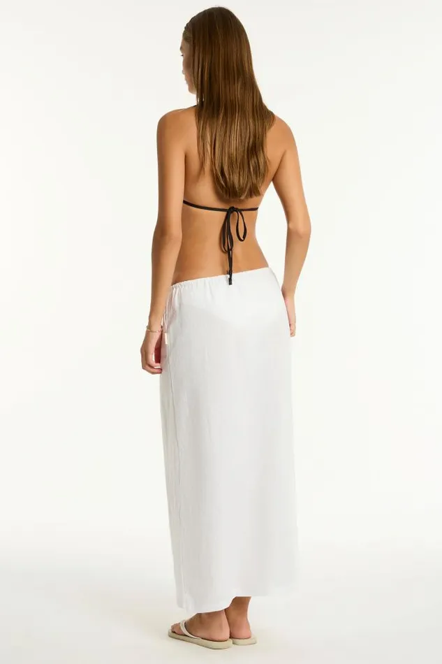 Tidal Linen Surf Skirt Tidal Linen White Women Sea Level Linen