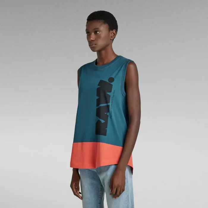 Tops and Tshirts Women GStar RAW Lash Color Block Tank Top Nitropaprika Color Block