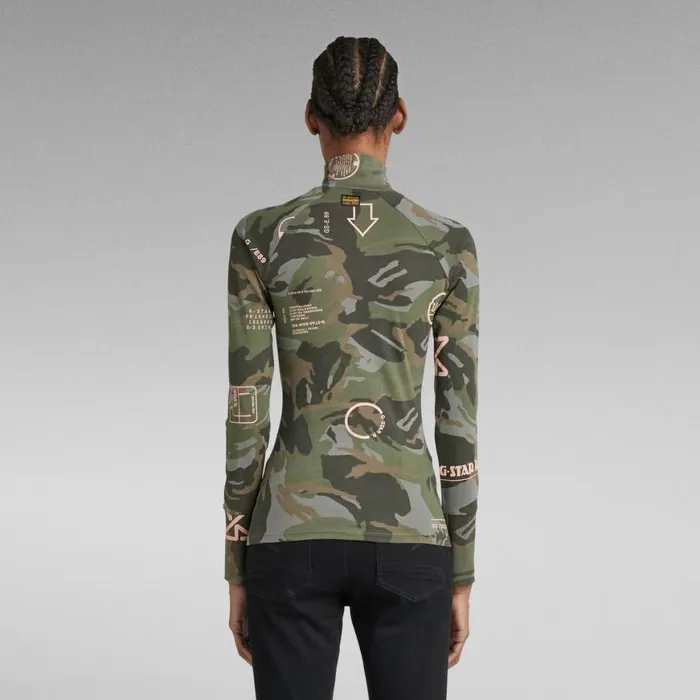 Tops and Tshirts Women GStar RAW Lecite AO Slim Turtle Top Gs Grey Type Pink Face Camo
