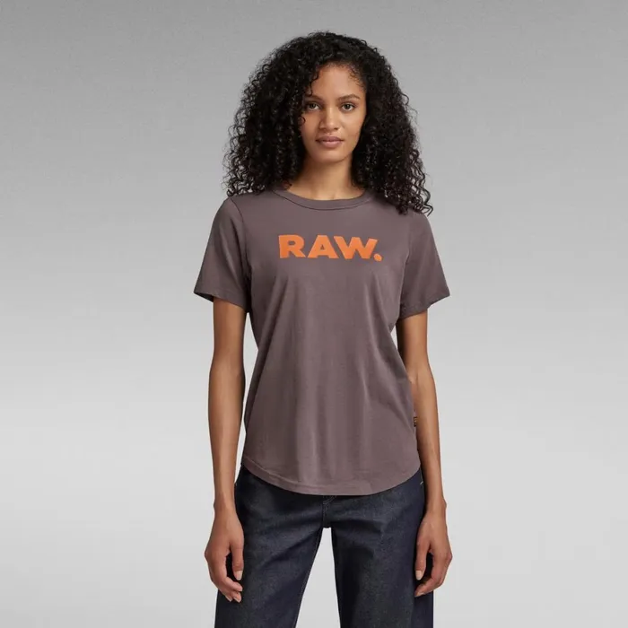 Tops and Tshirts Women GStar RAW Raw Slim Round Neck TShirt Dark Taupe Fungi