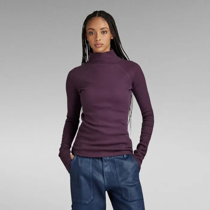 Tops and Tshirts Women GStar RAW Slim Rib Mock Top Light Maze