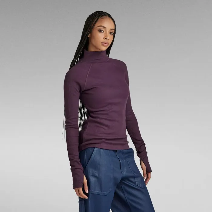 Tops and Tshirts Women GStar RAW Slim Rib Mock Top Light Maze