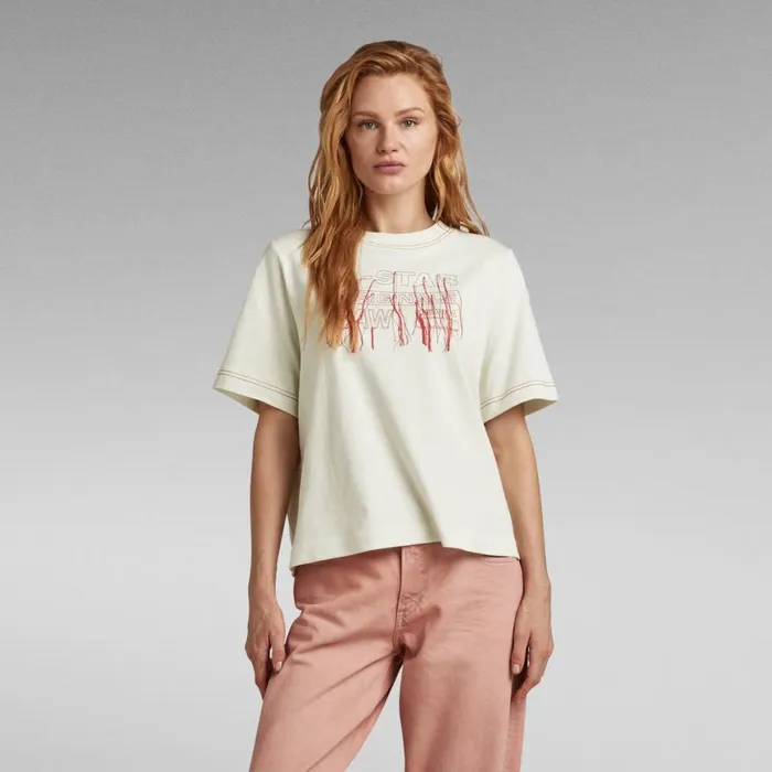 Tops and Tshirts Women GStar RAW Threads Graphic Boxy Top Lightest Sky