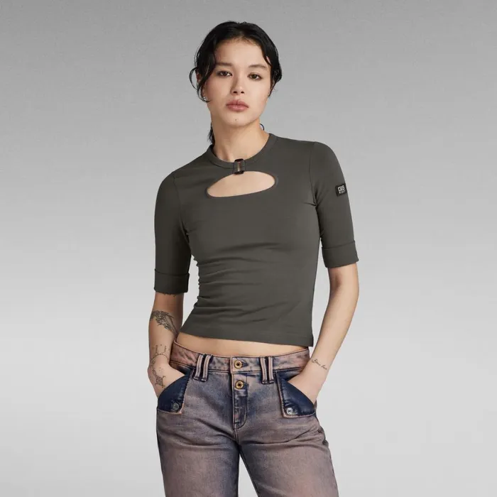 Tops and Tshirts Women GStar RAW Y2K Tee Square Ring Raven