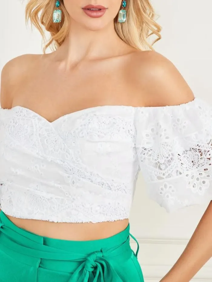 Tops And Sweaters Women Marciano Cassandra Crop Top Blanc Pur Tops And Sweaters Women Marciano Cassandra Crop Top Blanc Pur
