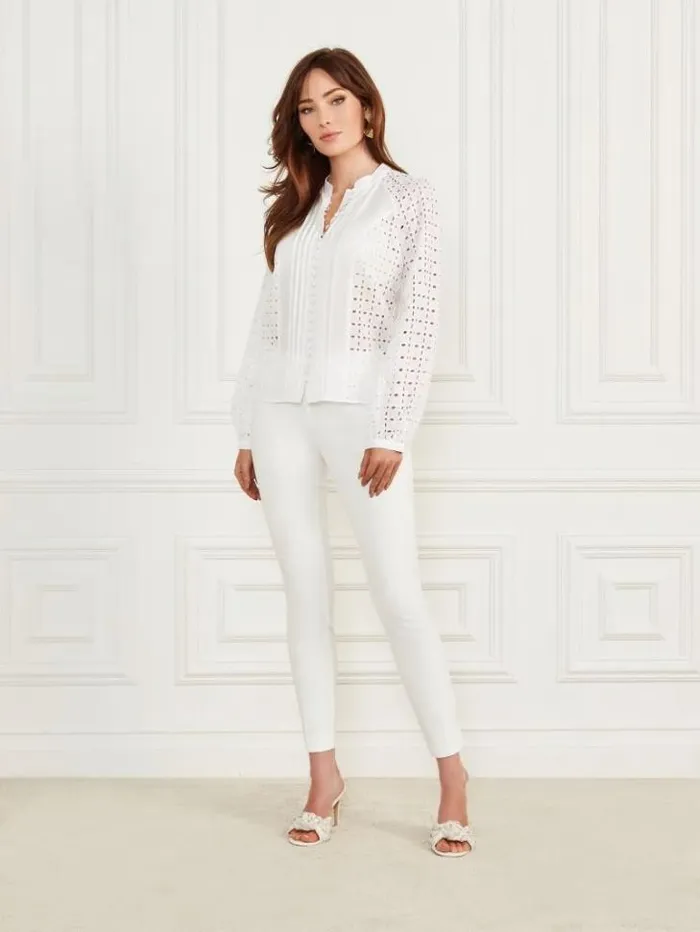 Tops And Sweaters Women Marciano Eco Luella Eyelet Blouse Blanc Pur Tops And Sweaters Women Marciano Eco Luella Eyelet Blouse Blanc Pur