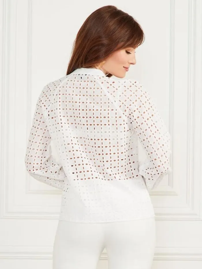 Tops And Sweaters Women Marciano Eco Luella Eyelet Blouse Blanc Pur Tops And Sweaters Women Marciano Eco Luella Eyelet Blouse Blanc Pur