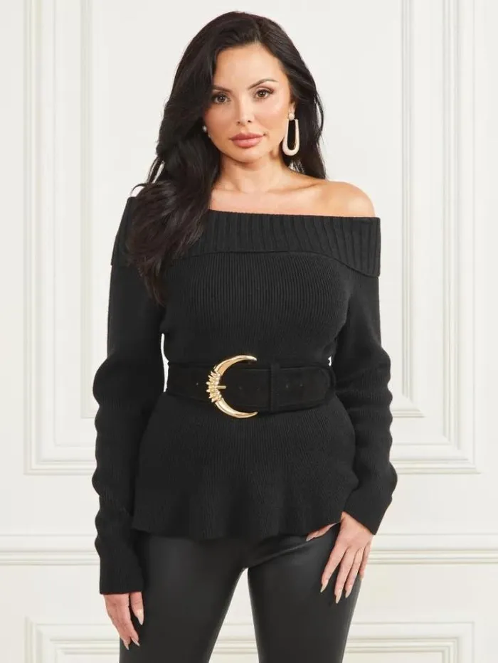 Tops And Sweaters Women Marciano Marisol Sweater Top Black Tops And Sweaters Women Marciano Marisol Sweater Top Black