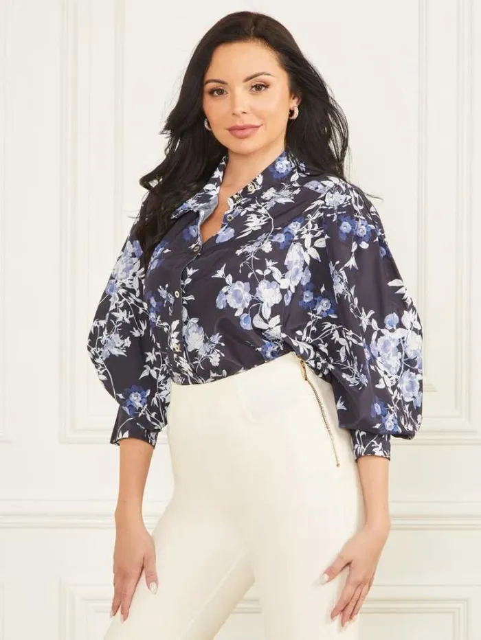 Tops And Sweaters Women Marciano Petal Pose Yvonne Blouse Petal Pose Indigo