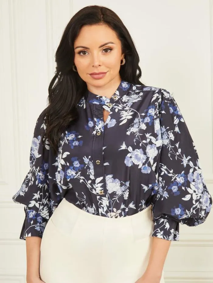 Tops And Sweaters Women Marciano Petal Pose Yvonne Blouse Petal Pose Indigo Tops And Sweaters Women Marciano Petal Pose Yvonne Blouse Petal Pose Indigo