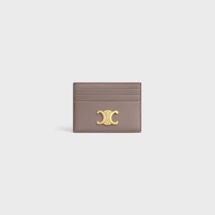 Triomphe Card Holder In Shiny Calfskin Pebble Women CELINE CARD HOLDERS