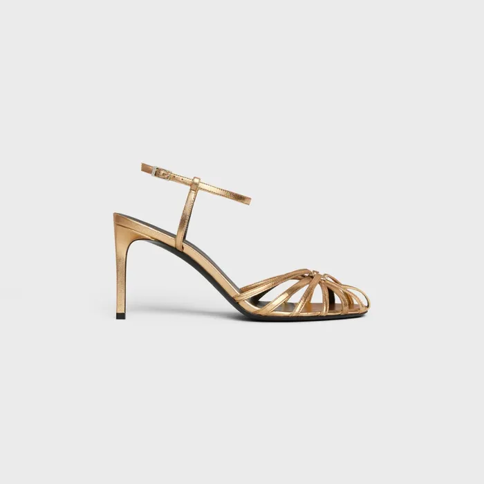 Triomphe Sandal In Laminated Lambskin Gold Women CELINE SANDALS