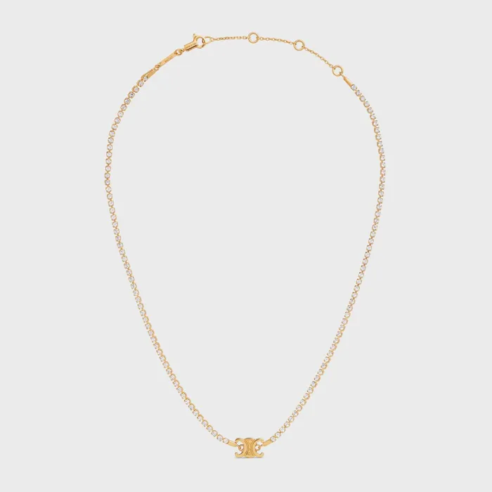Triomphe Sparkle Necklace In Brass With Gold Finish And Strass Gold Women CELINE TRIOMPHE Triomphe Sparkle Necklace In Brass With Gold Finish And Strass Gold Women CELINE TRIOMPHE