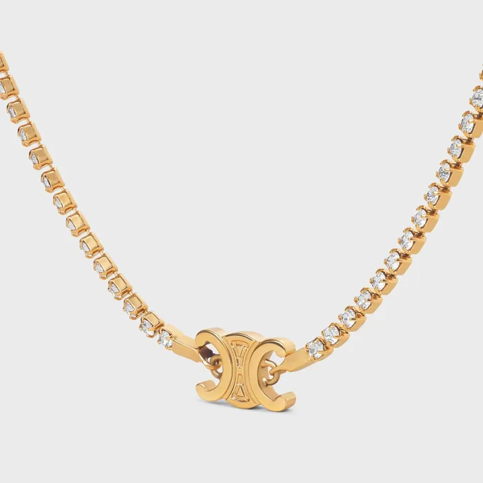 Triomphe Sparkle Necklace In Brass With Gold Finish And Strass Gold Women CELINE TRIOMPHE Triomphe Sparkle Necklace In Brass With Gold Finish And Strass Gold Women CELINE TRIOMPHE