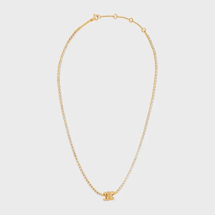 Triomphe Sparkle Necklace In Brass With Gold Finish And Strass Gold Women CELINE TRIOMPHE Triomphe Sparkle Necklace In Brass With Gold Finish And Strass Gold Women CELINE TRIOMPHE