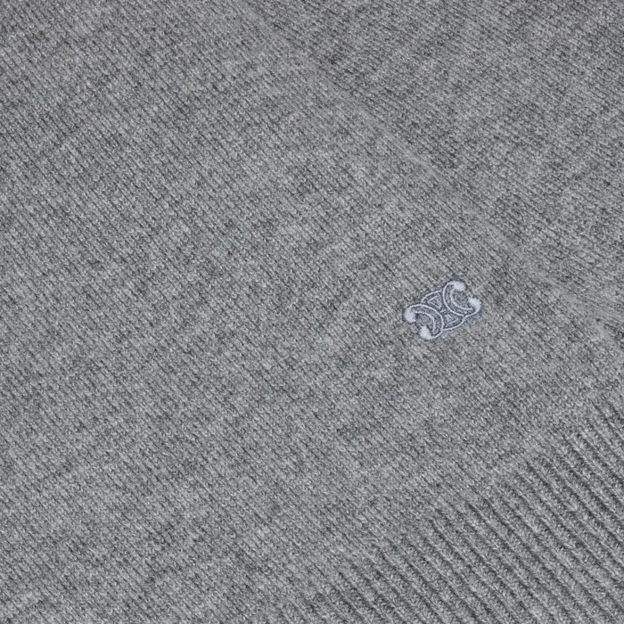 Triomphe VNeck Sweater In Heritage Cashmere Medium Grey Women CELINE KNITWEAR