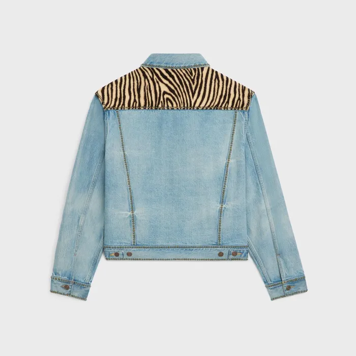 Trucker Jacket In ZebraPrint Everclear Wash Denim Everclear Wash Men CELINE DENIM