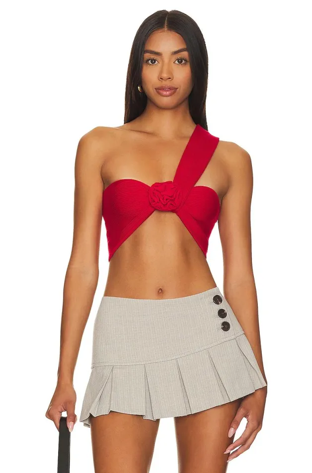 Wenda Rosette Crop Top Summer Red Women Lovers and Friends Tops